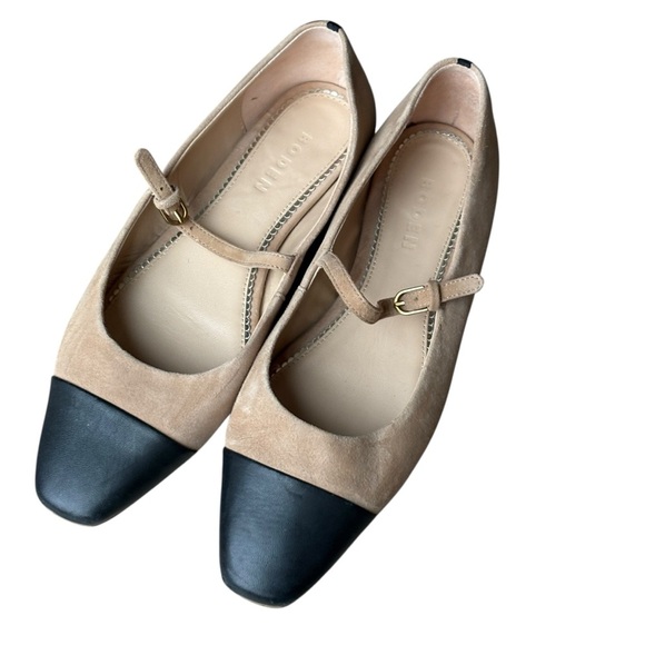 Boden Penelope Mary Jane Flats Shoes Size 39 US 8 Black Tan - Picture 9 of 10